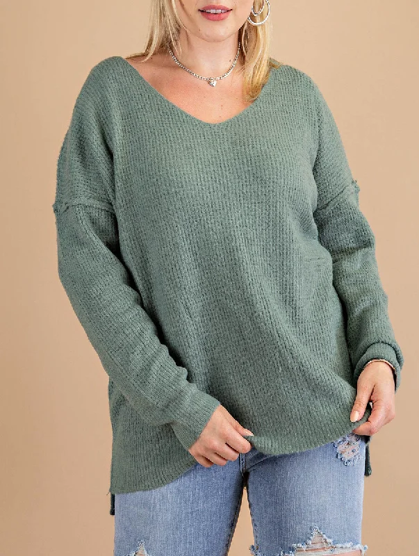 Plus Size Women's Off - Shoulder Ruffled Hem Sweater in Pink for a Feminine and Flirty LookCurvy One More Time Sweater Plus Size Women's Off - Shoulder Ruffled Hem Sweater in Pink for a Feminine and Flirty LookCurvy One More Time Sweater