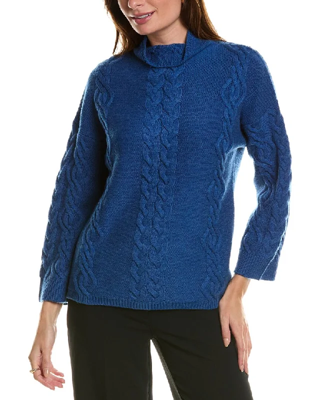 Women's Cable - Knit Sweater Dress in Brown for a Stylish and Comfortable One - Piece OptionForte Cashmere Placed Cable Funnel Neck Wool & Cashmere-Blend Sweater Women's Cable - Knit Sweater Dress in Brown for a Stylish and Comfortable One - Piece OptionForte Cashmere Placed Cable Funnel Neck Wool & Cashmere-Blend Sweater
