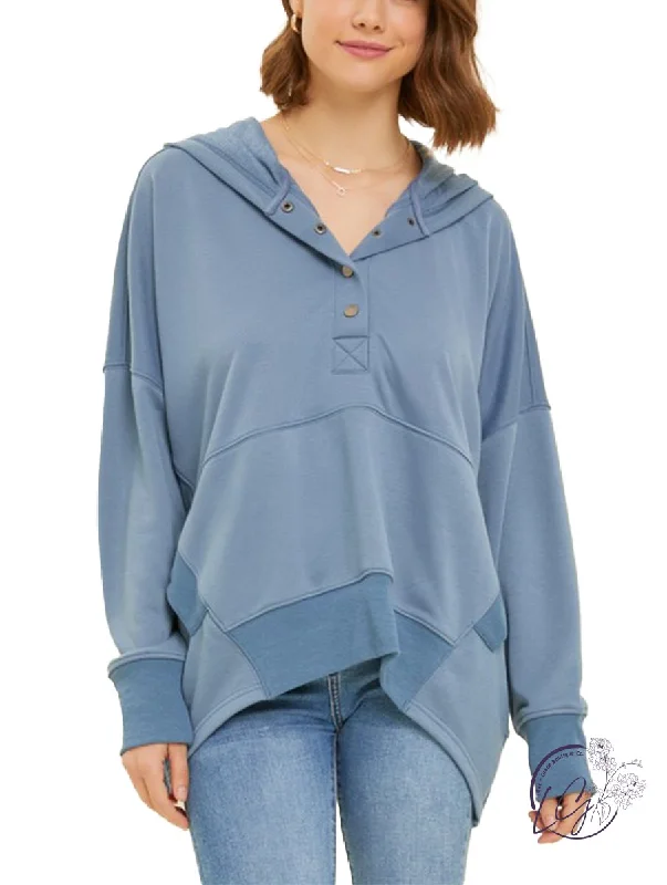 Plus Size Women's Open - Front Cardigan Sweater in Burgundy with Buttons for a Stylish LayerGentle Drift Hooded Sweater
