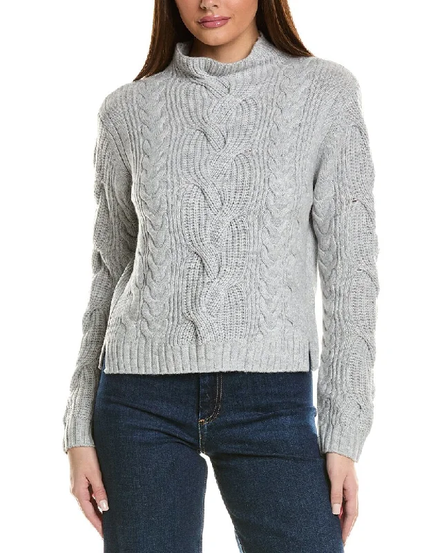 Plus Size Women's Off - Shoulder Ruffled Hem Sweater in Pink for a Feminine and Flirty LookHannah Rose Chunky Cable Funnel Neck Wool & Cashmere-Blend Sweater Plus Size Women's Off - Shoulder Ruffled Hem Sweater in Pink for a Feminine and Flirty LookHannah Rose Chunky Cable Funnel Neck Wool & Cashmere-Blend Sweater