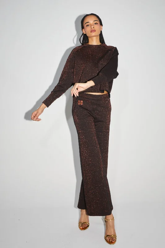 Plus Size Women's Fringe - Trimmed Sweater in Beige for a Boho - Inspired StyleImprevu Sofia Jersey Lurex Sweatshirt Plus Size Women's Fringe - Trimmed Sweater in Beige for a Boho - Inspired StyleImprevu Sofia Jersey Lurex Sweatshirt