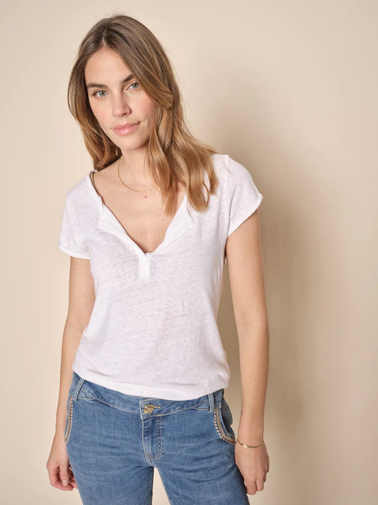 Mos Mosh White Crop Short Sleeved Tee - White