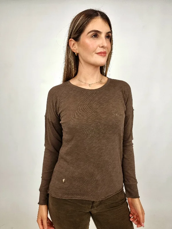 Plus Size Women's Pocket - Detail Sweater in Olive Green for a Practical and Fashionable PieceMos Mosh Slate Black Glory O-LS Tee