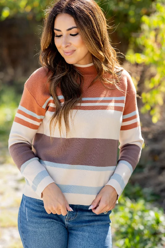 Plus Size Women's Button - Down Sweater in Mustard Yellow for a Pop of ColorMuted Stripes Mock Neck Sweater Plus Size Women's Button - Down Sweater in Mustard Yellow for a Pop of ColorMuted Stripes Mock Neck Sweater