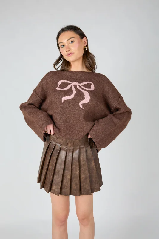 Women's Cable - Knit Sweater Dress in Brown for a Stylish and Comfortable One - Piece OptionRibbons Sweater Women's Cable - Knit Sweater Dress in Brown for a Stylish and Comfortable One - Piece OptionRibbons Sweater