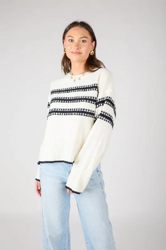 Plus Size Women's Embroidered Floral Patterned Sweater in White for a Spring - Inspired LookWhitney Sweater Plus Size Women's Embroidered Floral Patterned Sweater in White for a Spring - Inspired LookWhitney Sweater