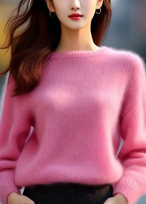 Plus Size Women's Pocket - Detail Sweater in Olive Green for a Practical and Fashionable PieceWomen Pink O Neck Solid Cotton Knit Sweaters Spring Plus Size Women's Pocket - Detail Sweater in Olive Green for a Practical and Fashionable PieceWomen Pink O Neck Solid Cotton Knit Sweaters Spring