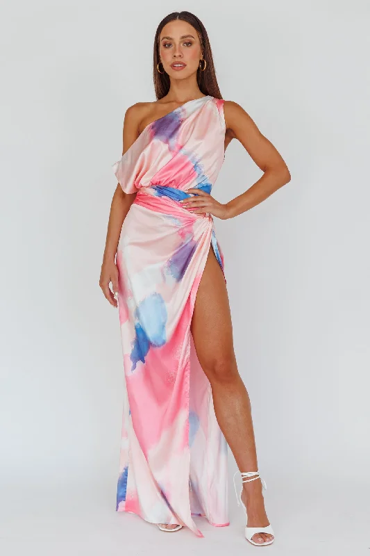 Charm Me Thigh Split Maxi Dress Pink/Blue