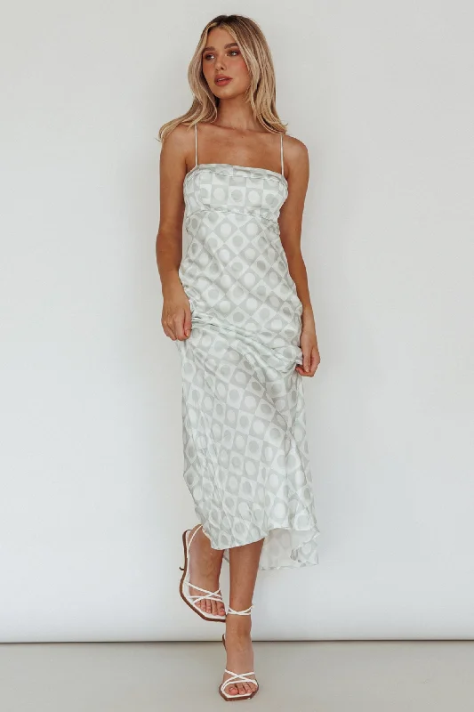 Lane Cove Cami Strap Maxi Dress Print Matcha