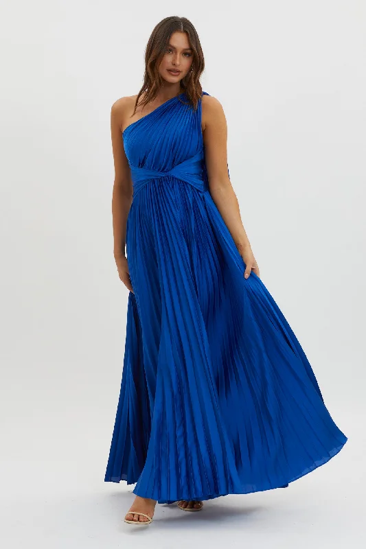 Laxmi Accordion Pleat Maxi Dress Royal Blue