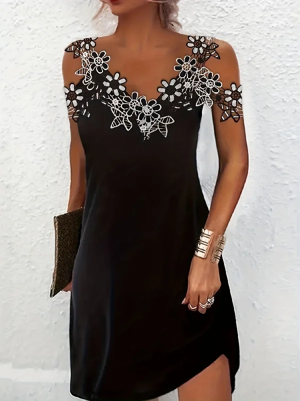Off - the - Shoulder Women Dress for a Romantic and Feminine Look Off - the - Shoulder Women Dress for a Romantic and Feminine Look Sixsr Floral Applique Dress, Casual V Neck Cold Shoulder Dress, Women's Clothing Off - the - Shoulder Women Dress for a Romantic and Feminine Look Off - the - Shoulder Women Dress for a Romantic and Feminine Look Sixsr Floral Applique Dress, Casual V Neck Cold Shoulder Dress, Women's Clothing