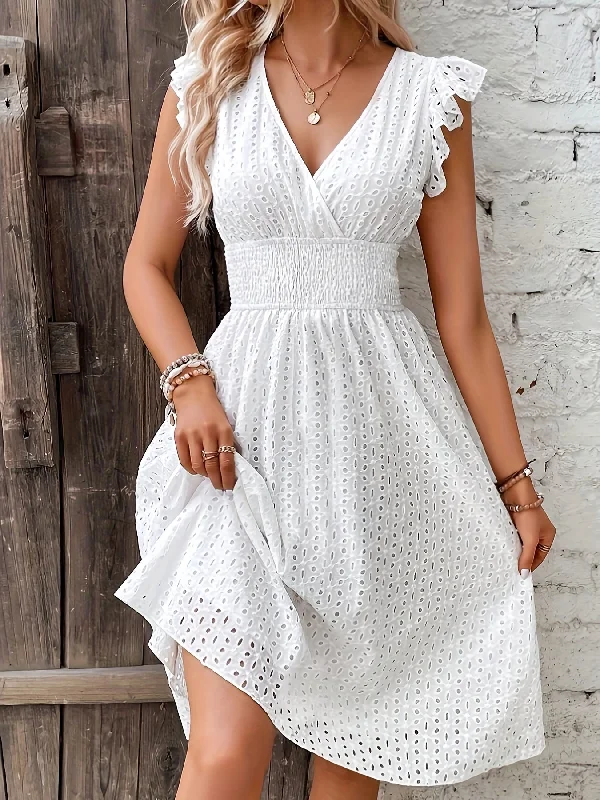 Wrap - Style Women Dress with Adjustable Fit for All Body Types Wrap - Style Women Dress with Adjustable Fit for All Body Types Sixsr Shirred Waist Surplice Neck Dress, Elegant Ruffle Sleeve Dress For Spring & Summer, Women's Clothing Wrap - Style Women Dress with Adjustable Fit for All Body Types Wrap - Style Women Dress with Adjustable Fit for All Body Types Sixsr Shirred Waist Surplice Neck Dress, Elegant Ruffle Sleeve Dress For Spring & Summer, Women's Clothing