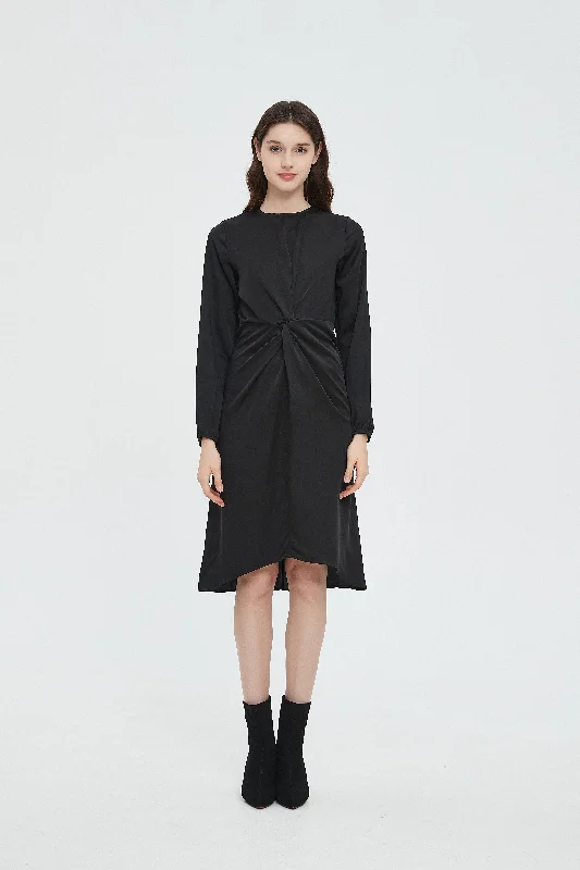 Empire Waist Women Dress to Accentuate the Bust and Conceal the Waist Empire Waist Women Dress to Accentuate the Bust and Conceal the Waist TWIST FRONT DRESS byMM - BLACK Empire Waist Women Dress to Accentuate the Bust and Conceal the Waist Empire Waist Women Dress to Accentuate the Bust and Conceal the Waist TWIST FRONT DRESS byMM - BLACK