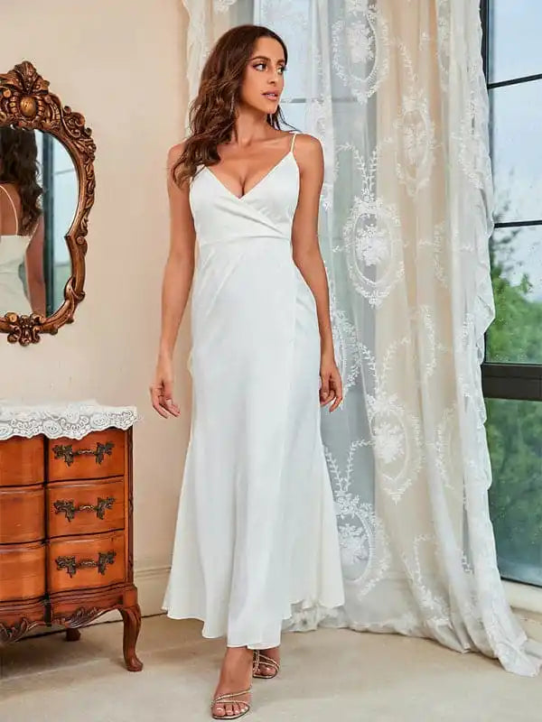 Empire Waist Women Dress to Accentuate the Bust and Conceal the Waist Empire Waist Women Dress to Accentuate the Bust and Conceal the Waist Woman’S Spring Summer Long Dress Sexy Sling Sleeveless V-Neck Dress