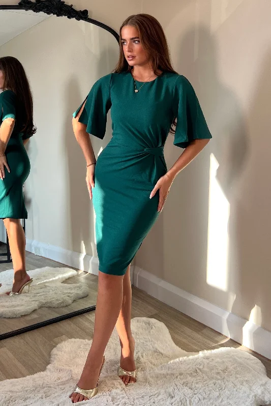 Jose Green Short Sleeves Bodycon Dress