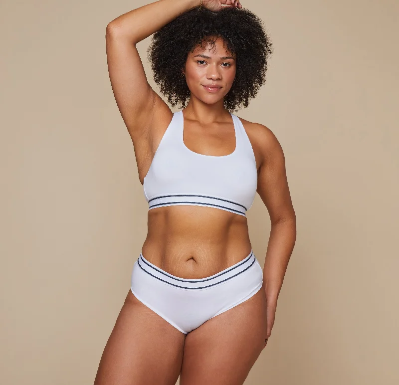 moisture wicking sleep bras for hot sleepersCloud Cotton Logo Racerback Bralette - White moisture wicking sleep bras for hot sleepersCloud Cotton Logo Racerback Bralette - White