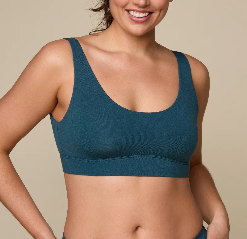 full cup padded bras for enhanced shapeCloud Cotton Scoop Bralette - Indigo