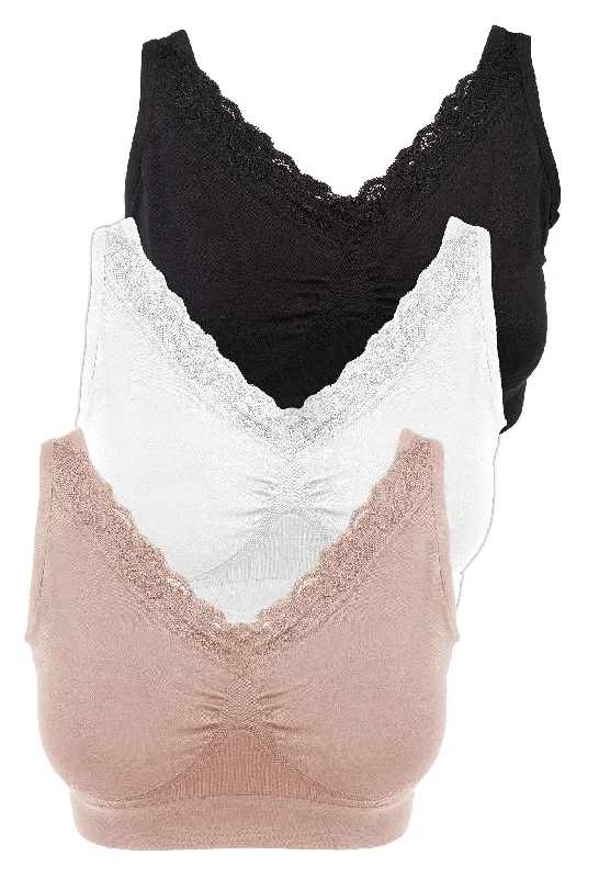balconette push up bras for a lifted lookLace Minimiser Wire Free Bra - Neutrals 3 Pack balconette push up bras for a lifted lookLace Minimiser Wire Free Bra - Neutrals 3 Pack