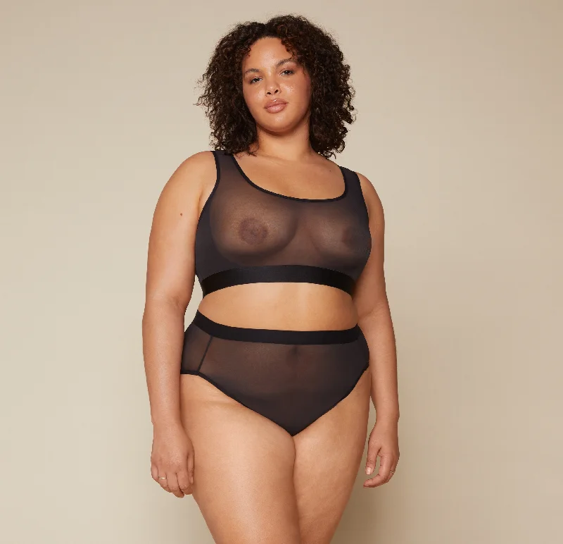 full cup bras for complete coverageLuxe Mesh Scoop Bralette - Black