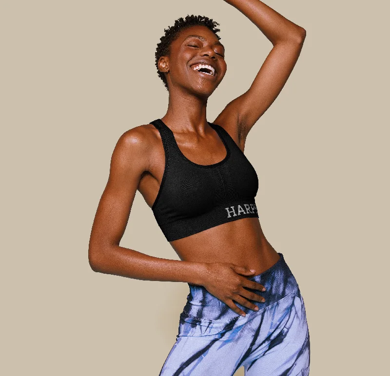 moisture wicking sleep bras for hot sleepersMove Racerback Sports Bra - Black
