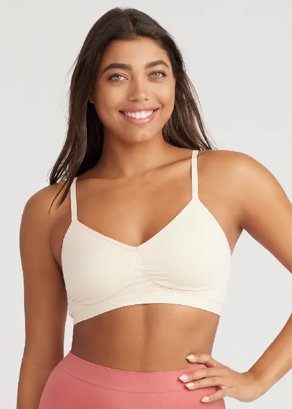 solid color women bra and panty sets in bright huesV-Neck Bralette - Seamless