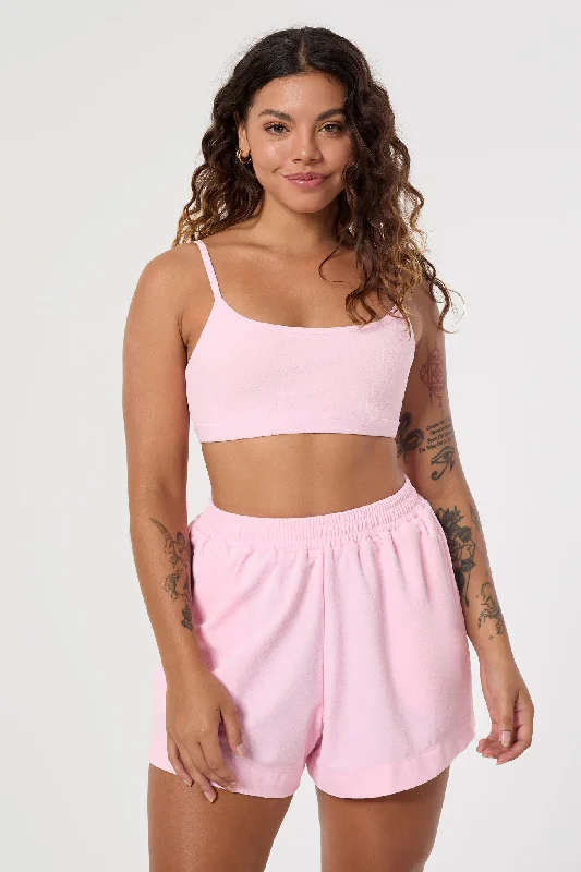post - surgery women sport bra for support and comfortElsa Thin Strap Bralette | Recycled Nylon | Strawberry