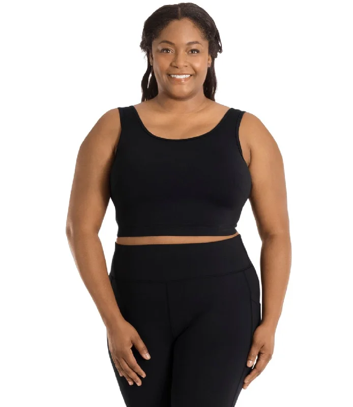 white women sport bra for a clean lookJunoStretch Full Fit Scoop Neck Bra Top Black