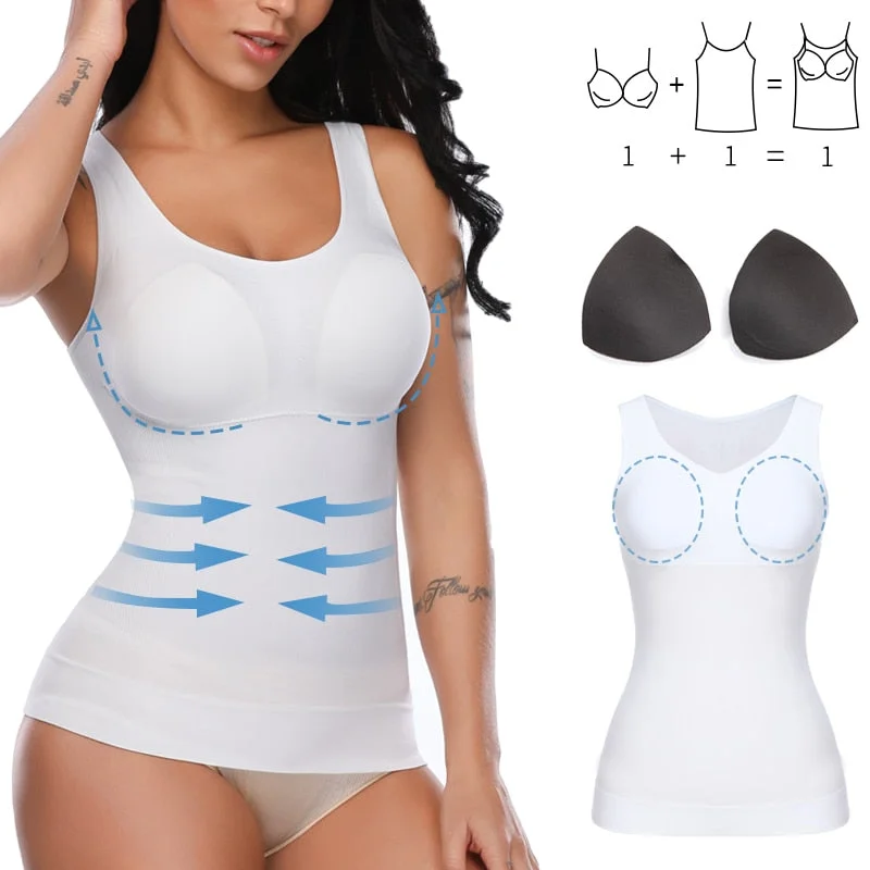 Shapers with a non - slip band to keep them in placePadded Women Compression Camisole Shapers with a non - slip band to keep them in placePadded Women Compression Camisole