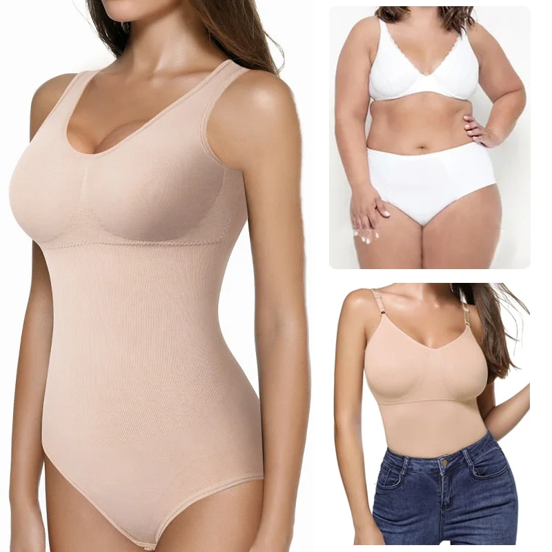 Shapers with a lace - trim for a feminine touch​Seamless Bodysuit Shapewear