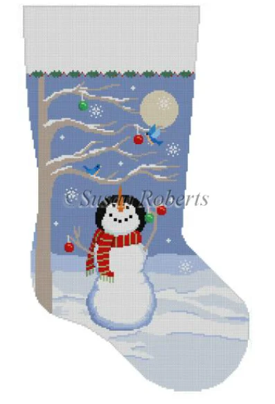 Seamed stockings for a vintage look3207 Moonlit Snowman Stocking