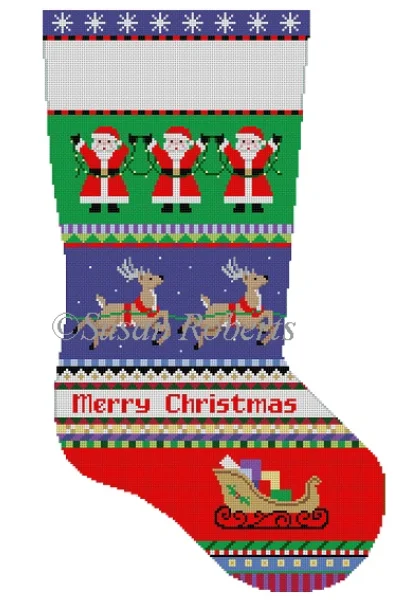 Anti - static stockings to prevent static cling3250 Bold Stripe - Reindeers Stocking