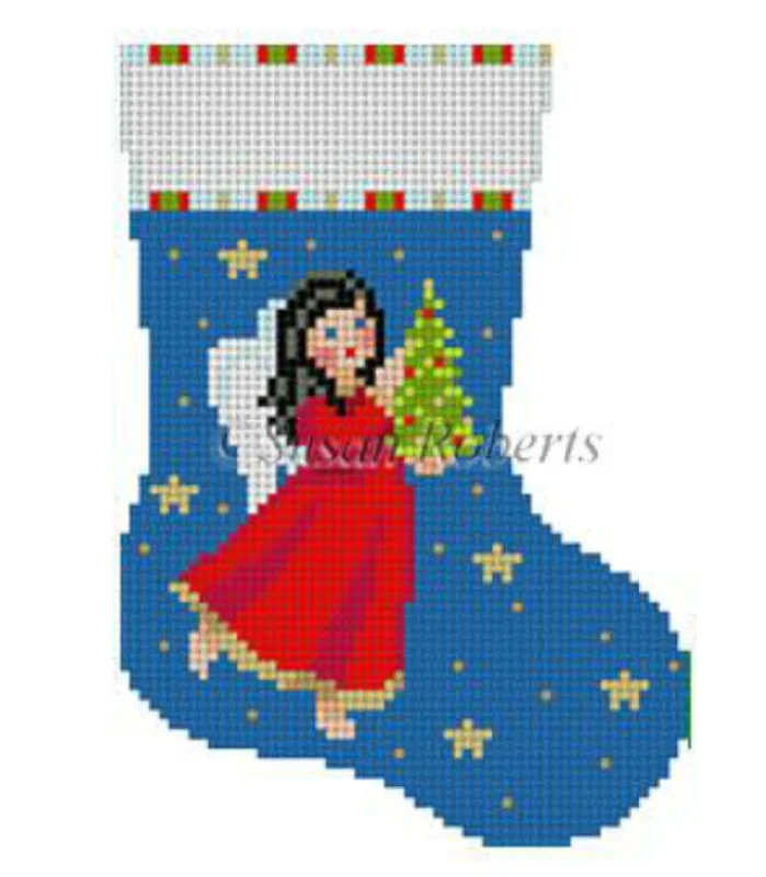 Gold - toned stockings for a glamorous touch5416 Angel with Tree Mini Stocking