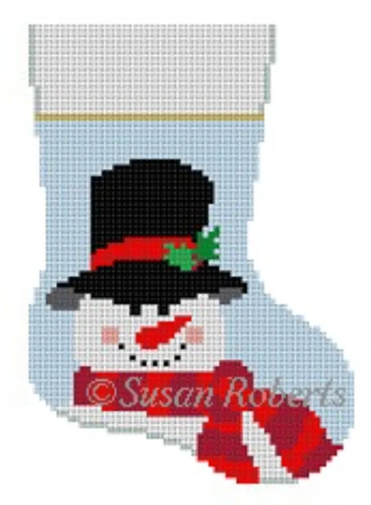 Purple stockings for a regal and mysterious look5473 Scarf Snowman Mini Stocking