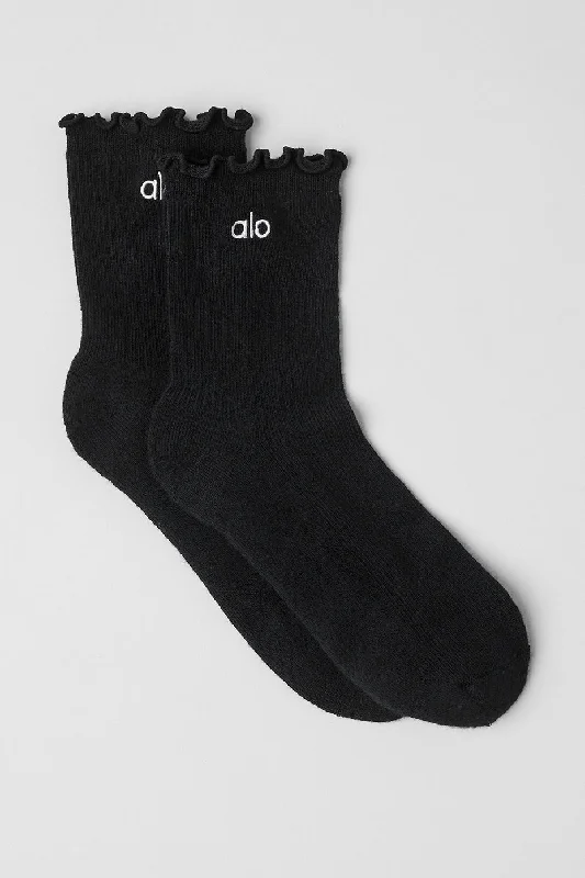 Women's hypoallergenic socks for sensitive skinWomen's Lettuce Edge Sock - Black