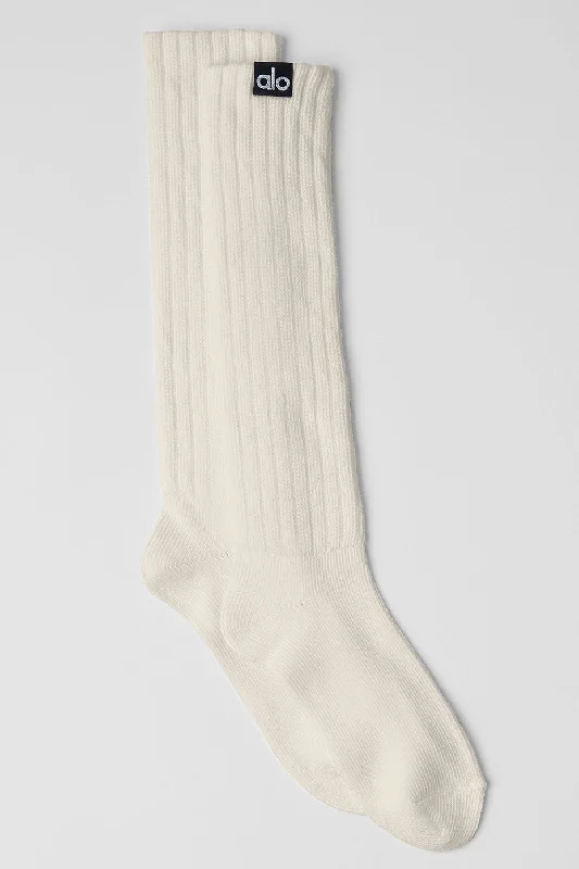 Women's wool - rich socks for winter warmthUnisex Scrunch Sock - Bone