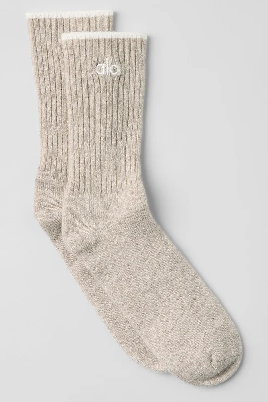Women's over - the - calf socks with a stripe designUnisex Cashmere Light Frosted Sock - Winter Latte/Ivory Women's over - the - calf socks with a stripe designUnisex Cashmere Light Frosted Sock - Winter Latte/Ivory