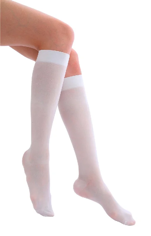 Grey stockings for a neutral and modern optionAnti Embolic Stockings Knee High w/ Inspection Hole 18MMHG