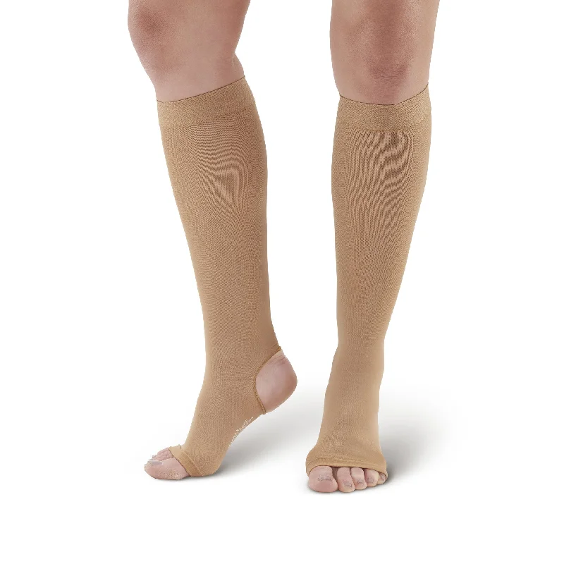 Women's non - slip socks for safetyAW Style 505 Microfiber Opaque Open Toe/Open Heel Knee Highs - 15-20 mmHg Women's non - slip socks for safetyAW Style 505 Microfiber Opaque Open Toe/Open Heel Knee Highs - 15-20 mmHg