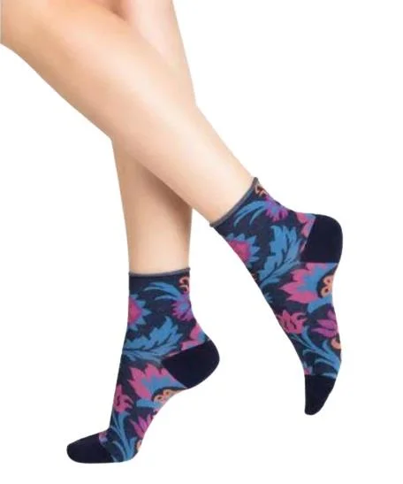 Compression stockings for improved blood circulationBleuforet Cotton Roll-Top Ankle Socks with Floral Pattern Compression stockings for improved blood circulationBleuforet Cotton Roll-Top Ankle Socks with Floral Pattern