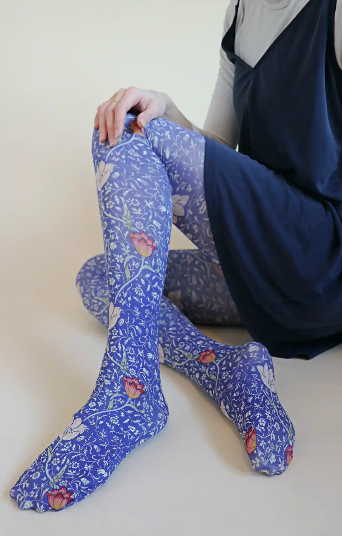 Blue Medway by William Morris Printed Art Tights