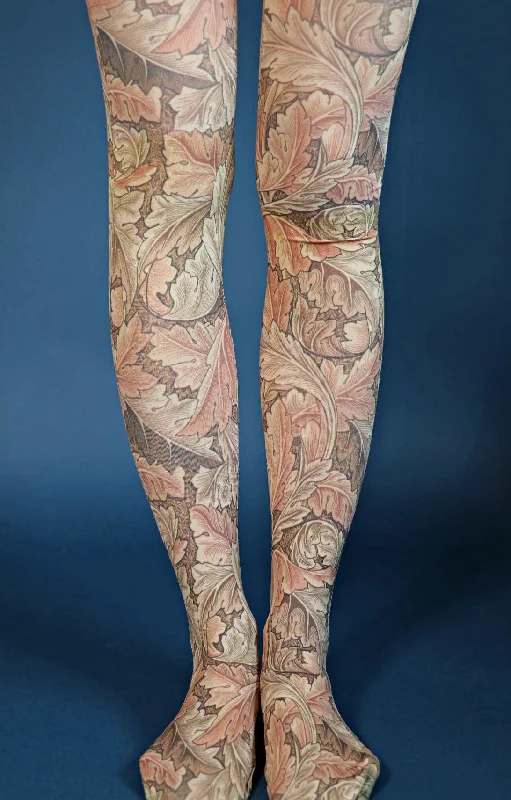 Brown Glanville by WILLIAM MORRIS Printed Art Tights