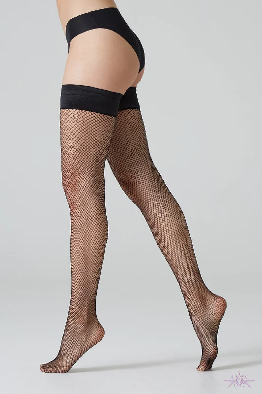 Moisture - wicking stockings for keeping feet dryCette Bahamas Black Fishnet Hold Ups