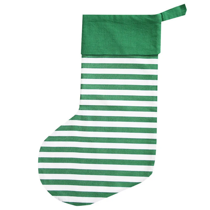Lace - top stockings for a feminine touchCLASSIC STRIPE CHRISTMAS STOCKING / GREEN
