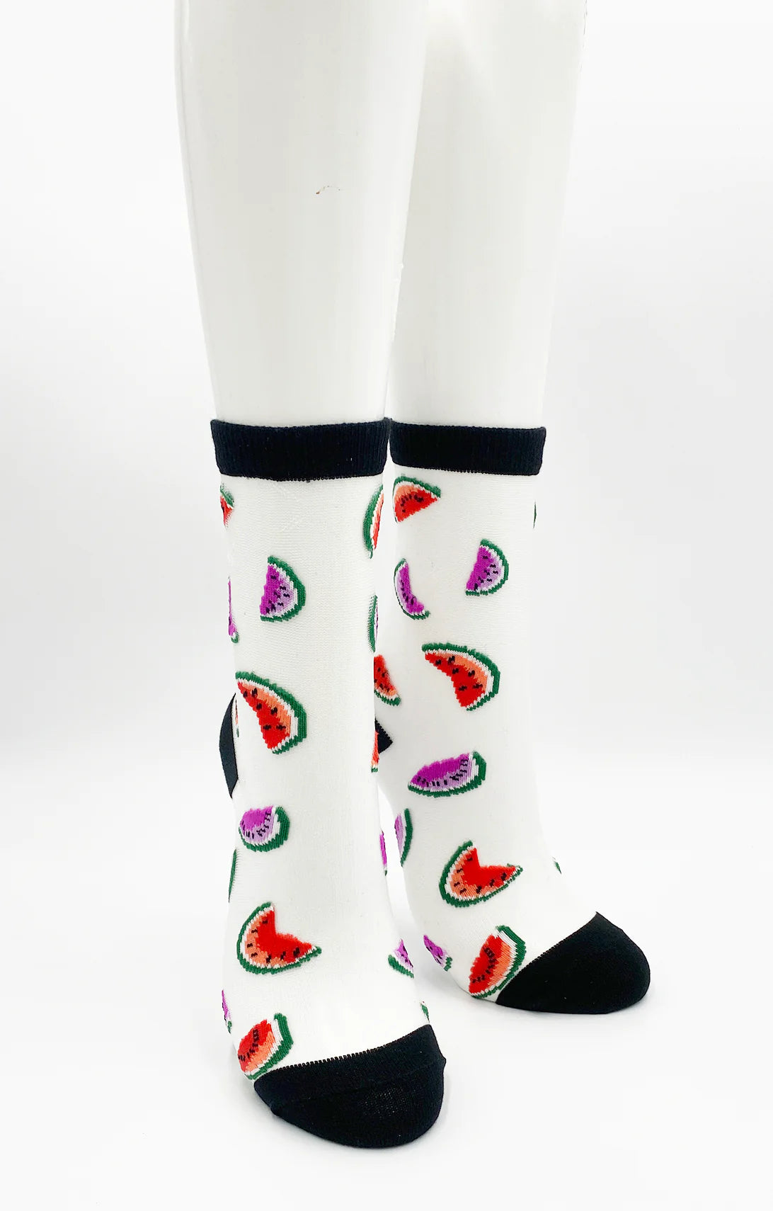 Women's knee - high socks with lace trimWatermelon Sheer Socks