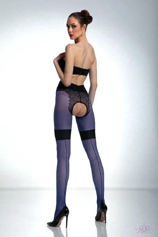 Beach - style stockings for a coastal lookAmour Diva Crotchless Seamed Very Peri Tights