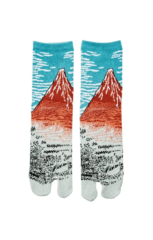Women's sheer over - the - knee socks for a sexy appealHokusai Red Mount Fuji Tabi Socks Women's sheer over - the - knee socks for a sexy appealHokusai Red Mount Fuji Tabi Socks