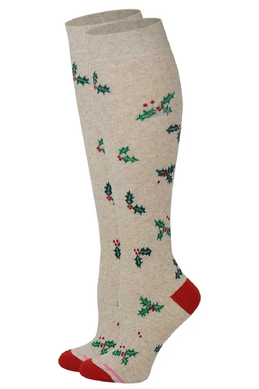 Women's non - slip socks for safetyKnee-High Compression Socks | Christmas Holly Dr. Motion | Women (1 Pair) Women's non - slip socks for safetyKnee-High Compression Socks | Christmas Holly Dr. Motion | Women (1 Pair)