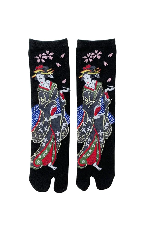 Women's no - show socks with a floral motifKyoto Geisha Tabi Socks