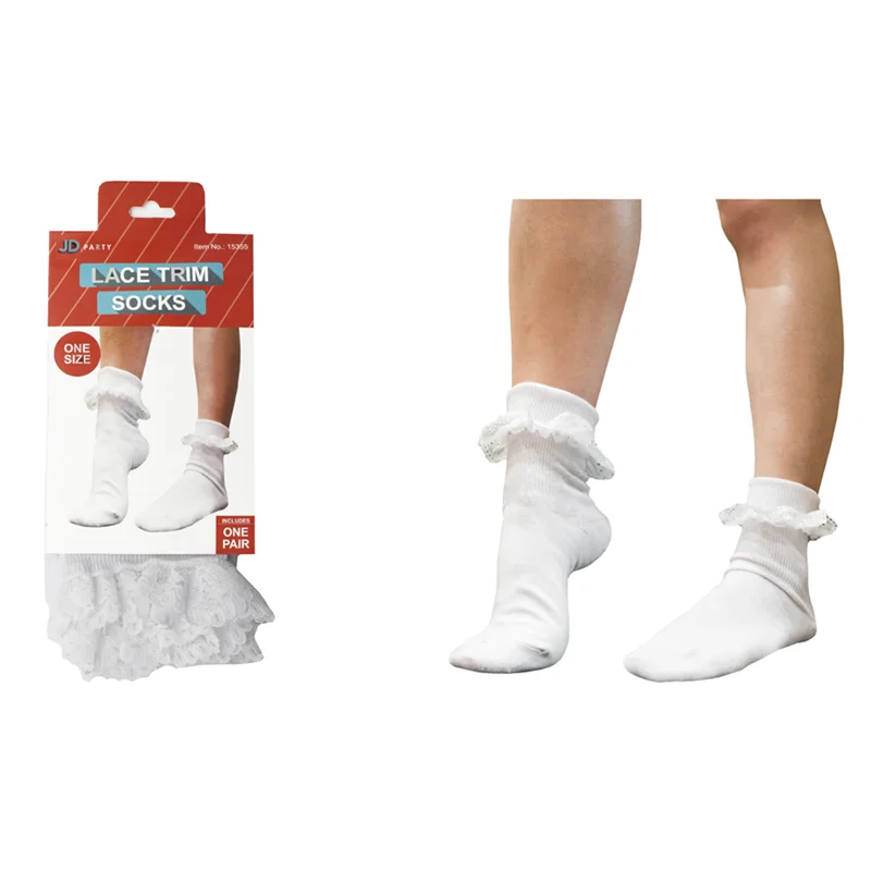 Washable stockings for easy maintenanceWhite Lace Frill Trim Socks