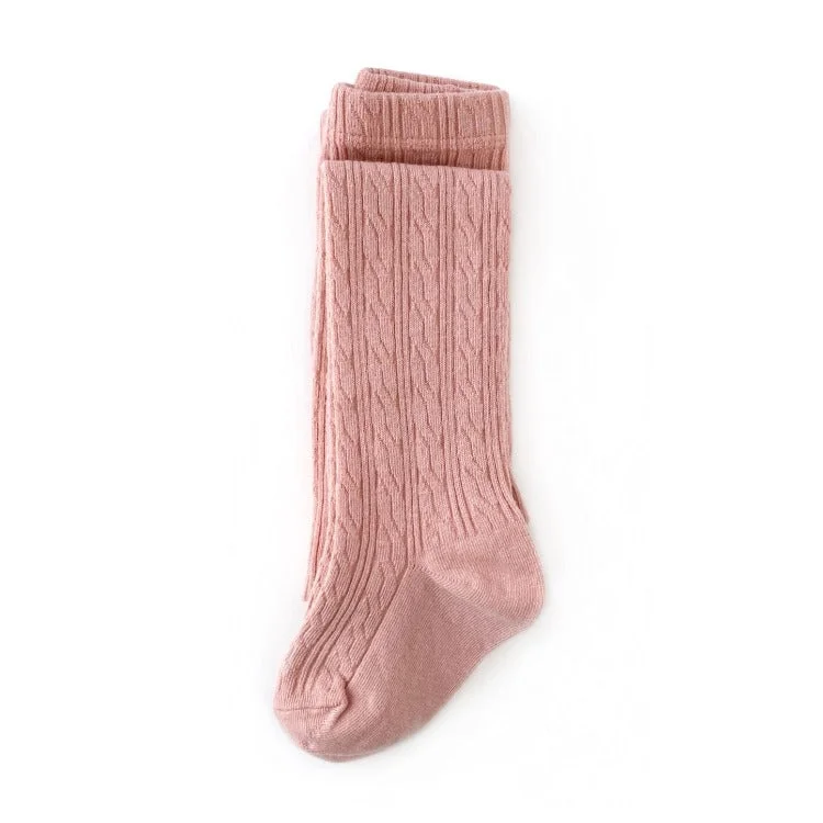 Blush Pink Cable Knit Tights